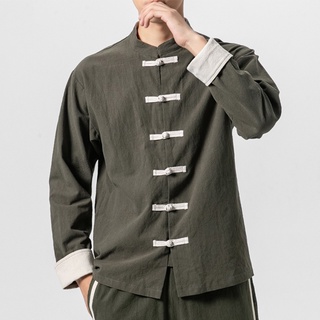 Nuevo estilo de invierno estilo étnico grande blusa de lino puro cómodo abrigo para hombre (1)