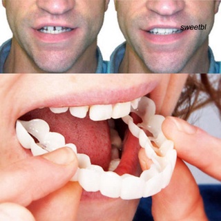 SW 2 piezas de silicona simulación superior inferior dientes dentadura blanqueamiento falso cubierta dental (4)