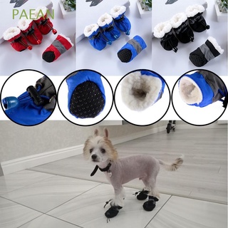 PAEAN 4pcs Winter Warm Dog Shoes Thick Footwear Pet Shoes Small Cats Waterproof Anti-slip Puppy Socks With Velvet Rain Snow Boots/Multicolor (1)