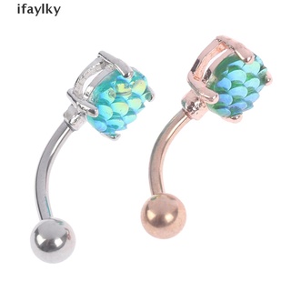[ykl] 1pcs moda colorido pescado escala ombligo botón anillo mujeres cuerpo piercing joyería gfz