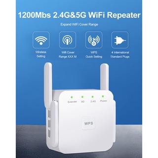 [brcolaxi2] 1200mbps 2.4g 5g wifi repetidor inalámbrico 4 antenas amplificador de señal enchufe ee.uu. (1)