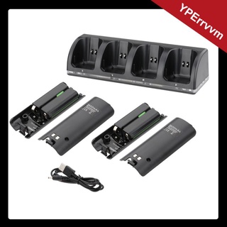 [venta caliente] estación de carga de 4 puertos baterías recargables con cable usb cargador de batería para consola de juegos wii control remoto