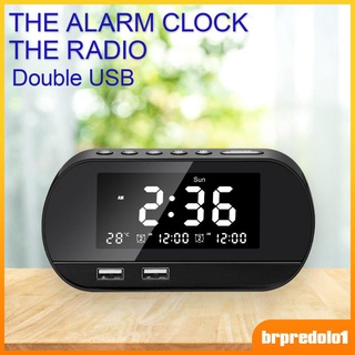 [predolo1] Reloj Despertador De Escritorio Con Altavoz Función FM Dual Puerto USB Pantalla LED