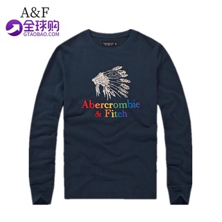 American genuino spot Abercrombie Fitch cuello redondo de manga larga de los hombres de tendencia de algodón slim AF fawn t-shirt