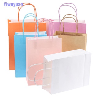 Yiwuyuan - bolsas de papel de Color sólido para fiestas, bolsa de Kraft con asas reciclables, bolsa de regalo de cumpleaños (8)