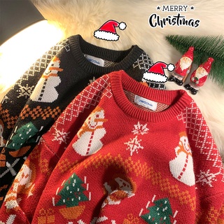 Invierno Nuevo Estilo Suéter Niñas Todo-Partido Perezoso Navidad Pareja Chamarra Hong Kong Street Wear Suelto ♔