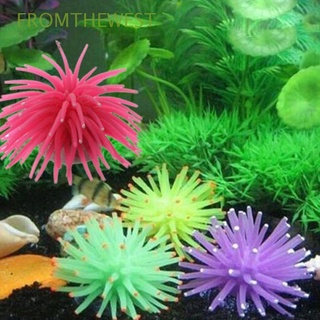 FROMTHEWEST Seis colores Coral artificial Color Planta Pescado Arrecife Acuario Decoración Ornamento Bajo el agua Resina de silicio/Multicolor
