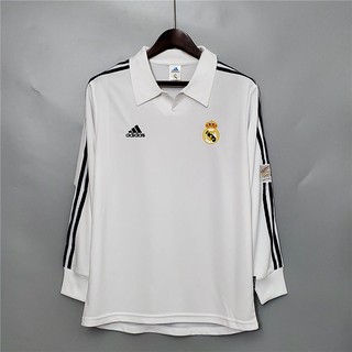 2002 Retro de manga larga Real Madrid casa camiseta de fútbol clásicos Jersey 2002 Real Madrid Retro Jersey