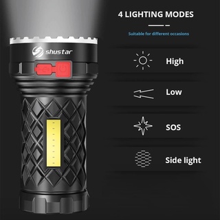 7 LED Extremadamente Brillante Linterna Con COB Luz Lateral/USB Recargable De Emergencia De La Lámpara De Mano/Oudoor Impermeable De Camping (3)