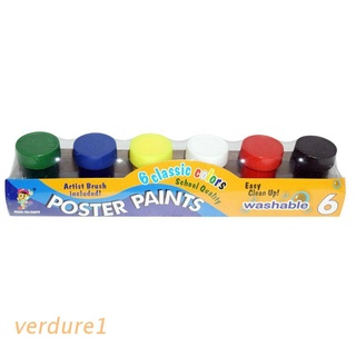 verd 20ml 6 colores vibrantes lavables pintura gouache para niños escuela dedo pintura