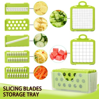 Cortador de verduras multifuncional cortador de frutas patatas pelador de zanahoria rallador accesorios de cocina cesta cortador de verduras (6)