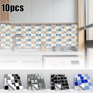 10 Pzs Pegatinas De Mosaico De Purpurina Para Azulejos Autoadhesivos Cocina Baño Hogar 10 * 10cm
