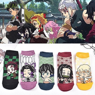 beautyface calcetines de algodón de corte bajo demon slayer calcetines de 5 colores anime de dibujos animados cosplay estilo japonés/multicolor