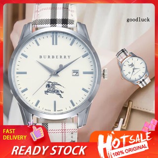 reloj de pulsera de cuarzo con banda a cuadros con pantalla analógica redonda elegante para mujer