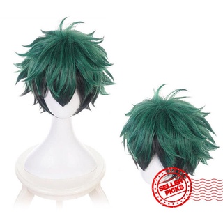 Cosplay Wig Anime My Hero Academia Deku Izuku Midoriya Short Wig Hairnet + Green B8G7