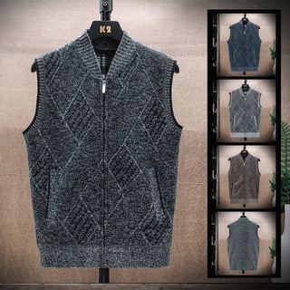 Otoño e invierno, además de terciopelo, cárdigan de punto grueso, talla grande, gráficos geométricos casuales, chaleco gordo, chaqueta de suéter (1)