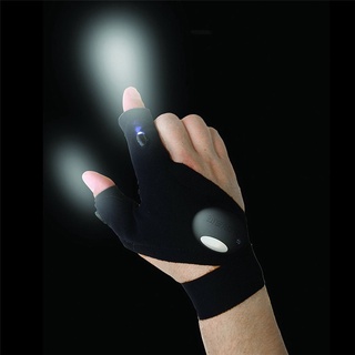 1 Pair Black Outdoor Night Fishing Magic Strap Fingerless Glove LED Flashlight Torch Cover Survival Camping Hiking Rescue Tool