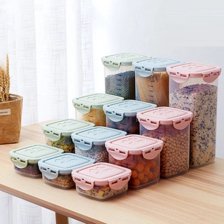 Cajas de almacenamiento de granos y varios granos con escamas/cajas de almacenamiento de alimentos de plástico transparente en la cocina/cajas de almacenamiento para artículos pequeños del hogar (2)