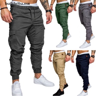 【buildvitu】 Men Casual Cargo Pants Plus Size Sport Joggers Trousers Fitness Gym Sweatpants [MX]