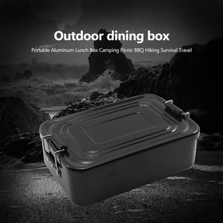 pretty camping aleación de aluminio caja de almuerzo al aire libre contenedor de alimentos picnic bento caso