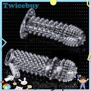 <twicebuy> silicona pico punteado acanalado transparente condón de extensión del pene manga adulto juguete sexual