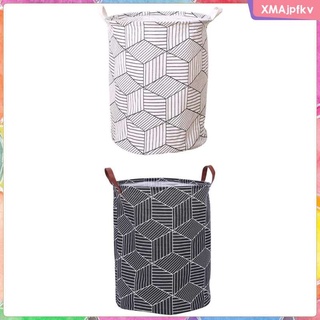 [xmajpfkv] cesta de lavandería redonda para lavar artículos, juguetes, caja de almacenamiento (blanco+negro)