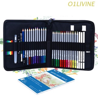 o1li 40pcs lápiz de colores soluble en agua borrador sacapuntas kit de artículos de arte
