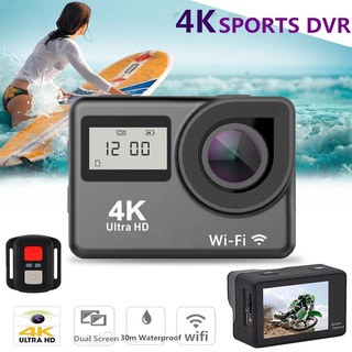 4K Ultra HD Cámara De Acción Táctil Doble LCD WiFi 16MP 170D 30m Go Impermeable Pro Sport DV Casco Vídeo Con Mando A Distancia