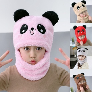 COMEY Kids Baby Winter Faux Fleece Balaclava Hat Cartoon Panda Bear Ears Thicken Velvet Plush Full Cover Earflap Hood Cap Neck Warmer Scarf (3)