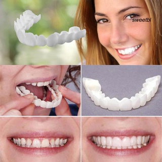 SW 2 piezas de silicona simulación superior inferior dientes dentadura blanqueamiento falso cubierta dental (3)
