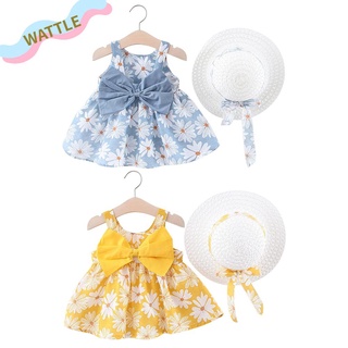 Wat 2 pzs/Set Para 1 pieza 3 años lindo sin Mangas ropa Para niños ropa Para niños flores Vestido De Princesa Para bebés Vestidos De niña/multicolores