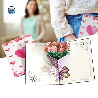HOT| tarjeta de felicitación plegable patrón de flores papel vacaciones creativo bendición tarjeta para el día de la madre