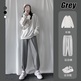 [taozi]pantalones Deportivos de algodón gris Casual pantalones largos para mujer/pantalones largos/pantalones deportivos moda