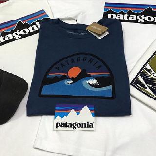 spot patagonia/ patagonia american retro wave pattern algodón camiseta de manga corta para hombres y mujeres