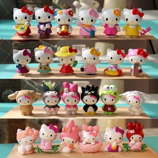 [Disponible] 6 Unids/Set Hello Kitty Kuromi Sanrio Lindo Muñecas Accesorios Adornos Regalos De Vacaciones (1)