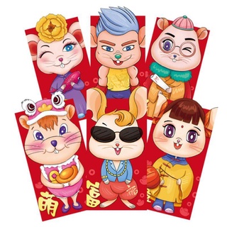 YIN 6 unids/set chino año nuevo sobre dinero rojo año de la rata de dibujos animados paquete bolsa de regalo