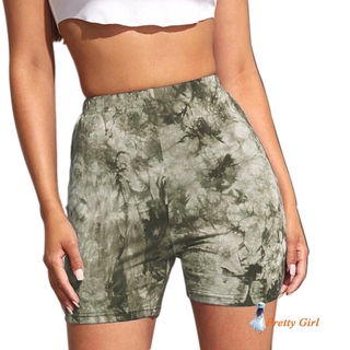 MELL-Women's Fitness Sports Shorts, Tie Dye Printed Casual High Waist Short (9)
