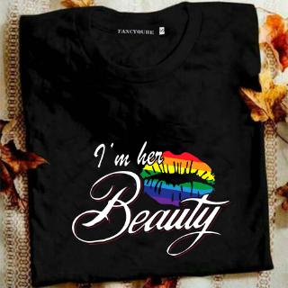 Sweet I'M Her Beast & Beauty Letter Print O Cuello Manga Corta Lgbt Camiseta Orgullo Gay Pareja Lesbiana (5)