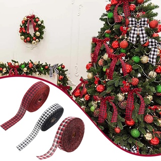 6M/Roll de decoración de navidad Plaid Linen Ribbon/chaquetas Tree Red Red Bow Linen/diadema de regalo de Hemp Hemp Ribbon (6)