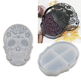 lego halloween skull caja de almacenamiento de silicona molde para resina epoxi artesanía joyería almacenamiento (7)