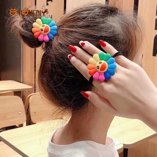 [Women Colorful smiley sun flower hair tie] [Girls Korean style Hair band] (1)