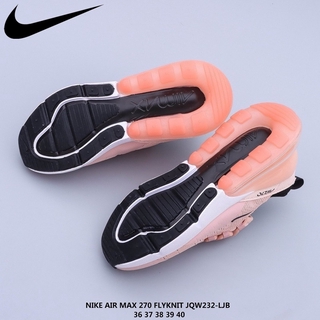 Nike zapatos Nike Air Max 270 Flyknit media palma cojín de aire zapatos de punto transpirable cómodo suela suave absorción de golpes Casual zapatillas de deporte zapatos de las mujeres zapatos de baloncesto Kasut Kasut Kasut Bola Keranjang dos colores (7)