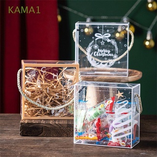KAMA1 Navidad Bolsas de regalo de Navidad Favores de la boda Alce Caja de regalo Caso actual Bolsas de embalaje de galletas Paquete de pastel Transparente Suministros para la fiesta Papá Noel Copo de nieve