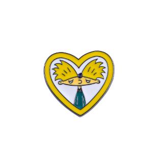 Cruz frontera nueva joyería amarillo amor Hey Arnold Arnold dibujos animados broche ropa regalo para amantes y niños
