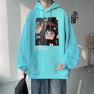[High Quality] Men's Hoodie Jacket Oversized Sweatshirt Korean Pullover Hooded Fashion Loose Printed Long Sleeve Plus velvet Couple Clothes M-2XL