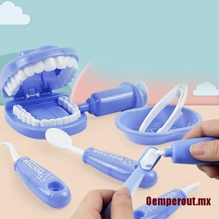 Oemperout 9Pcs niños pretender juguete dentista cheque dientes modelo conjunto dentista Kit educativo