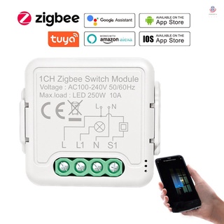 Zigbee Smart Switch Module 100-240V Home Automation Module Tuya APP Remote Control Timing Group Sharing Smart Home Voice Control Work With Google Assistant/Alexa/Siri
