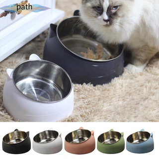 Path New feed Bowl suministros para mascotas proteger la columna Cervical mascota perro gato acero inoxidable cachorro alimentador Durable agua fija comida plato/Multicolor
