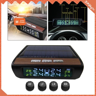 [kgitv] sistema de monitoreo de presión de neumáticos de energía solar inalámbrica tpms, monitor de seguridad con 4 sensores pantalla lcd en tiempo real alarma automática
