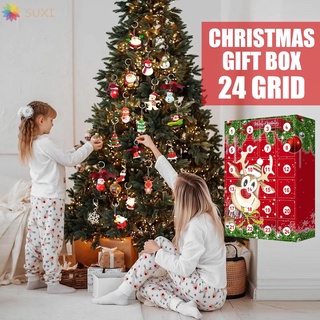 Suxi 24 unids/caja de navidad tema para decoraciones infantiles tema de navidad colgante de navidad calendario de adviento